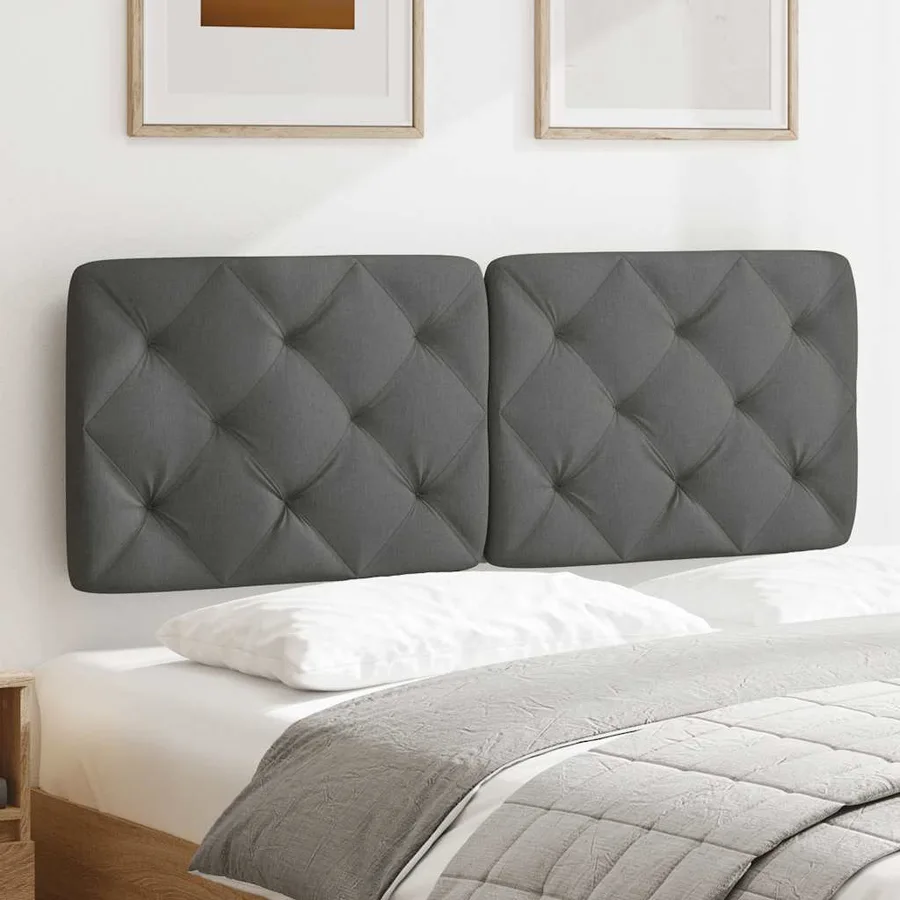 Coussin de tête de lit gris foncé 120 cm tissu - 3