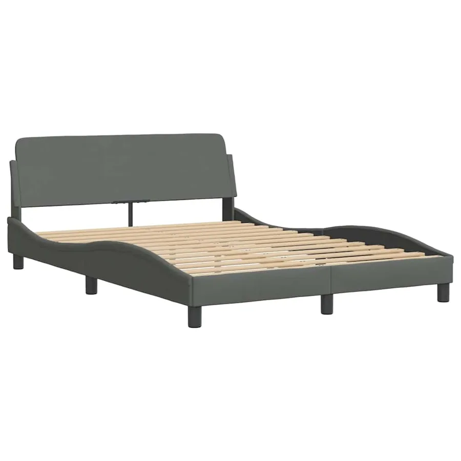 Cadre de lit avec LED sans matelas gris foncé 140x190 cm tissu - 6