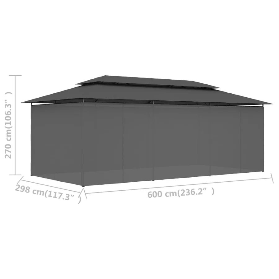 Belvédère avec rideaux 600x298x270 cm Anthracite - 9