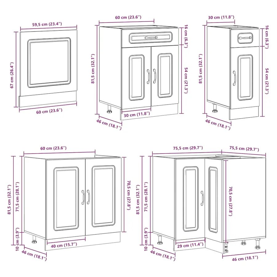 Ensemble d'armoires de cuisine 11 pcs Kalmar bois d'ingénierie - 11