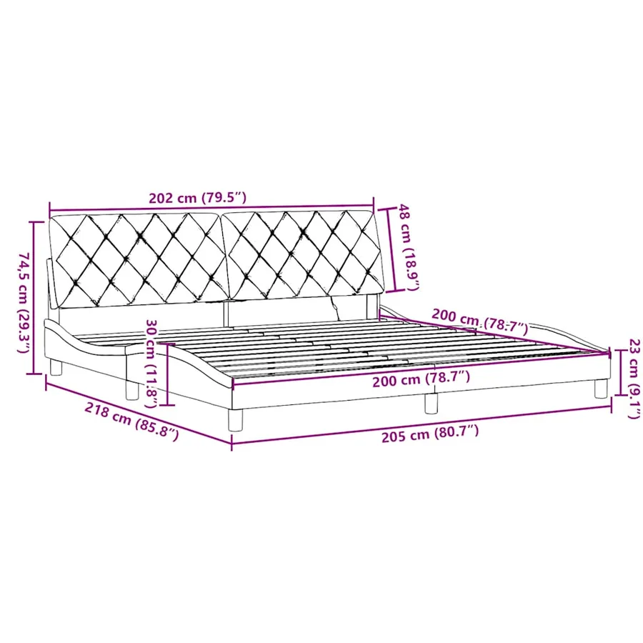 Cadre de lit avec LED sans matelas gris clair 200x200 cm tissu - 15