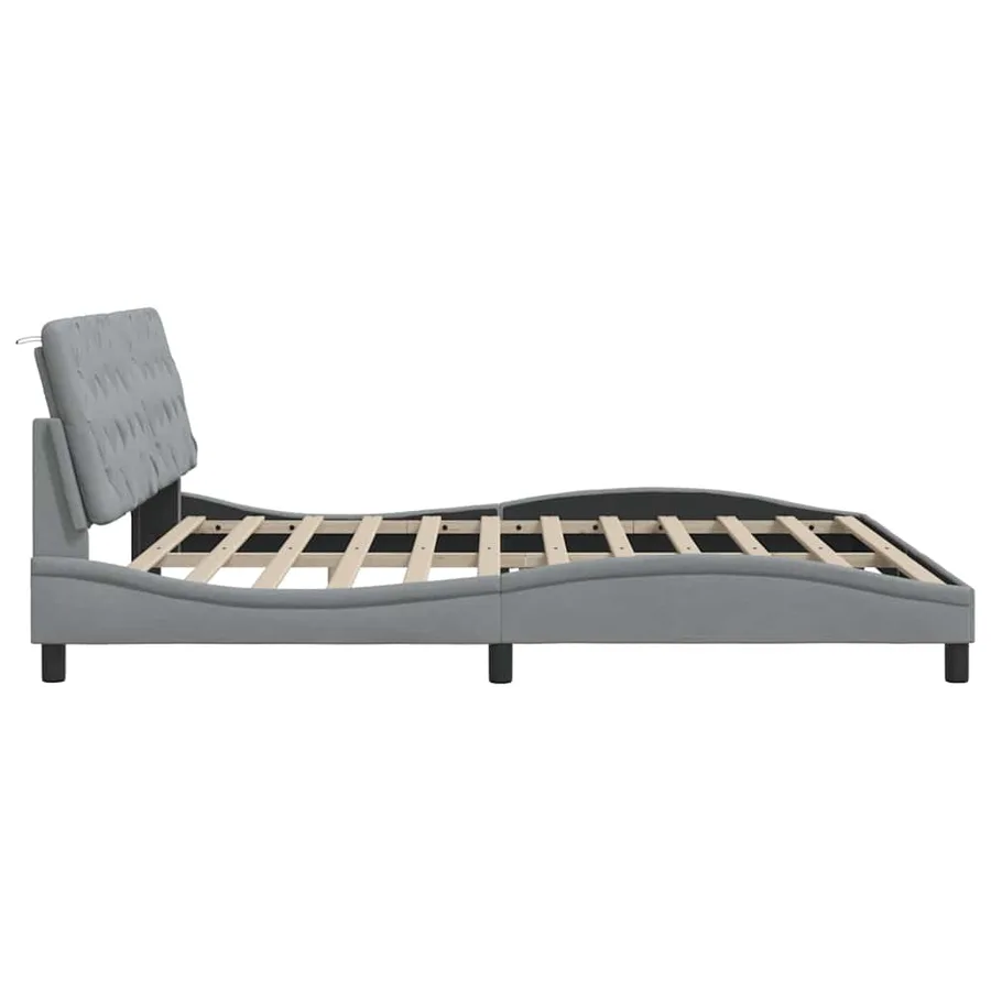 Cadre de lit avec LED sans matelas gris clair 200x200 cm tissu - 9