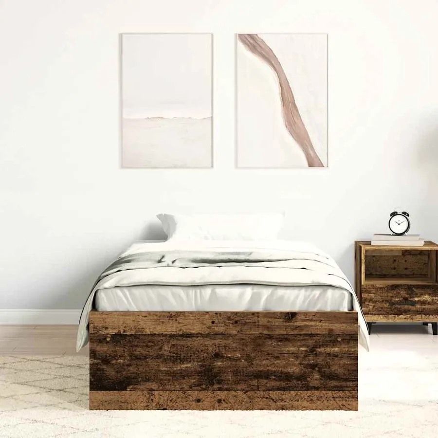 Cadre de lit sans matelas vieux bois 90x200 cm bois ingénierie - 3