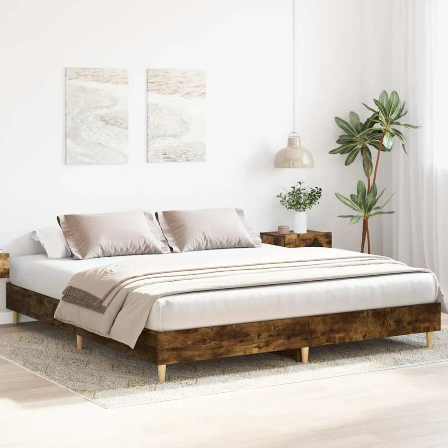 Cadre de lit sans matelas chêne fumé 180x200 cm - 3