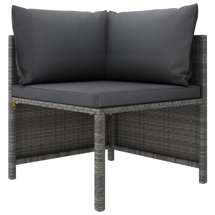 Salon de jardin 8 pcs avec coussins Résine tressée Gris - 5