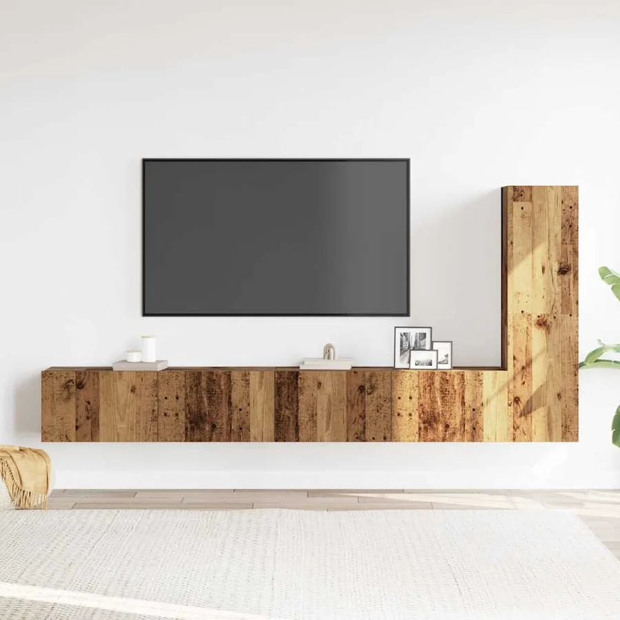 Ensemble de meuble TV mural 3 pcs vieux bois bois d'ingénierie - 3