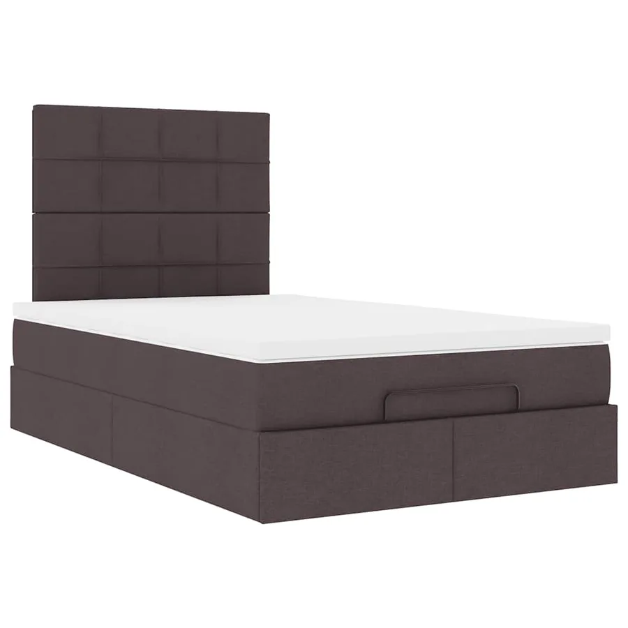 Cadre de lit ottoman avec matelas marron foncé 120x190 cm tissu - 6