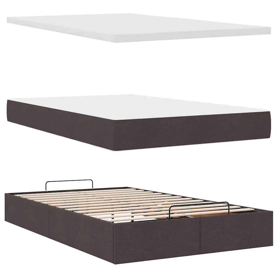 Cadre de lit ottoman avec matelas marron foncé 120x190 cm tissu - 8
