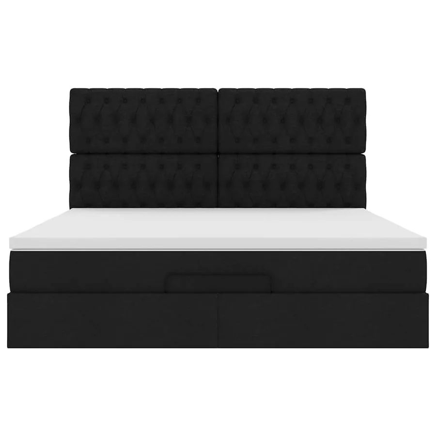 Cadre de lit ottoman avec matelas noir 160x200 cm tissu - 7