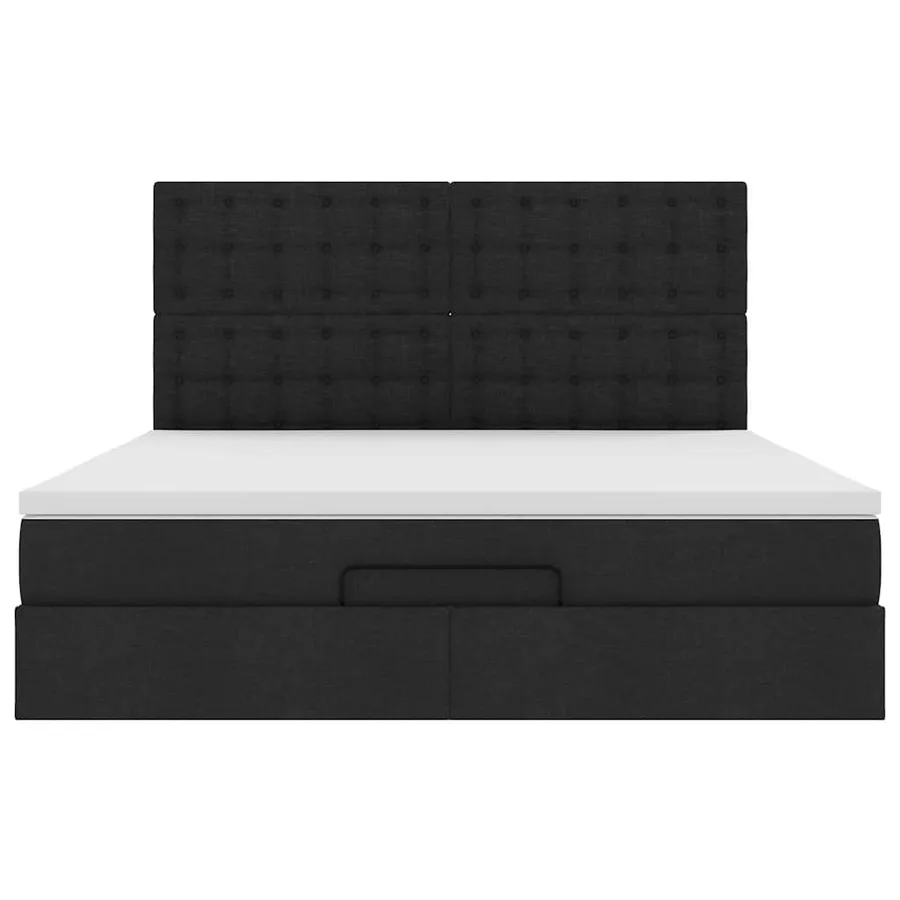 Cadre de lit ottoman avec matelas noir 160x200 cm tissu - 8