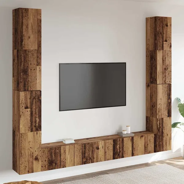 Meubles TV muraux 6 pcs vieux bois bois d'ingénierie
