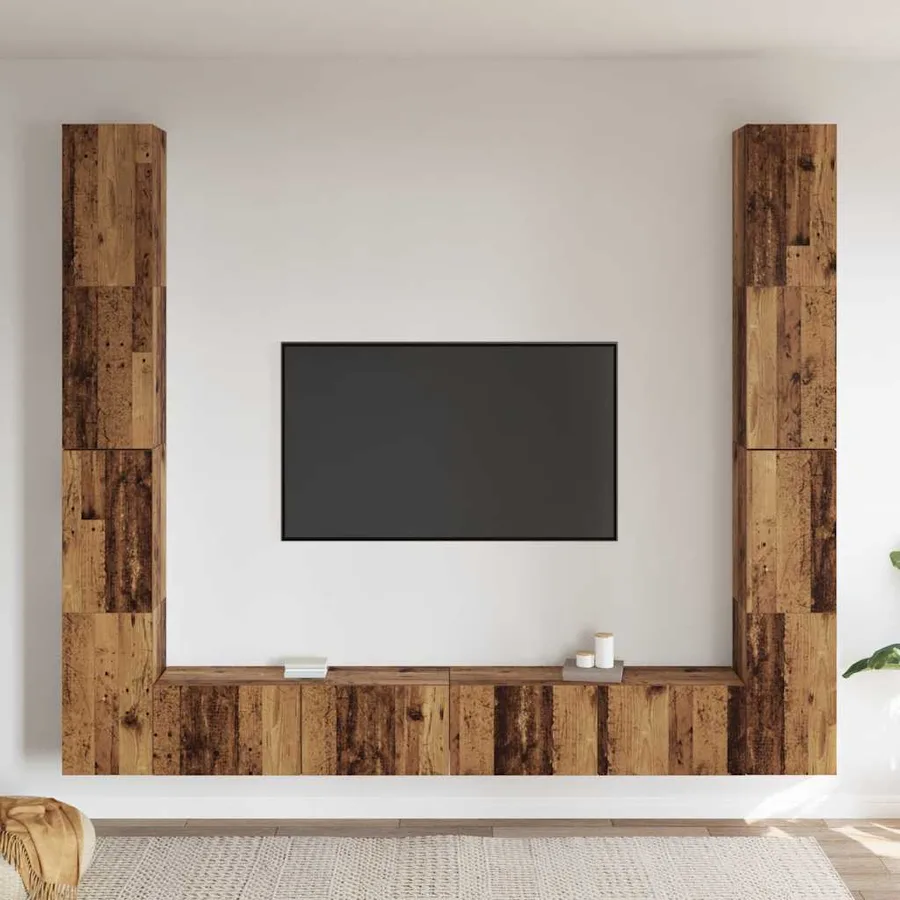 Meubles TV muraux 6 pcs vieux bois bois d'ingénierie - 3