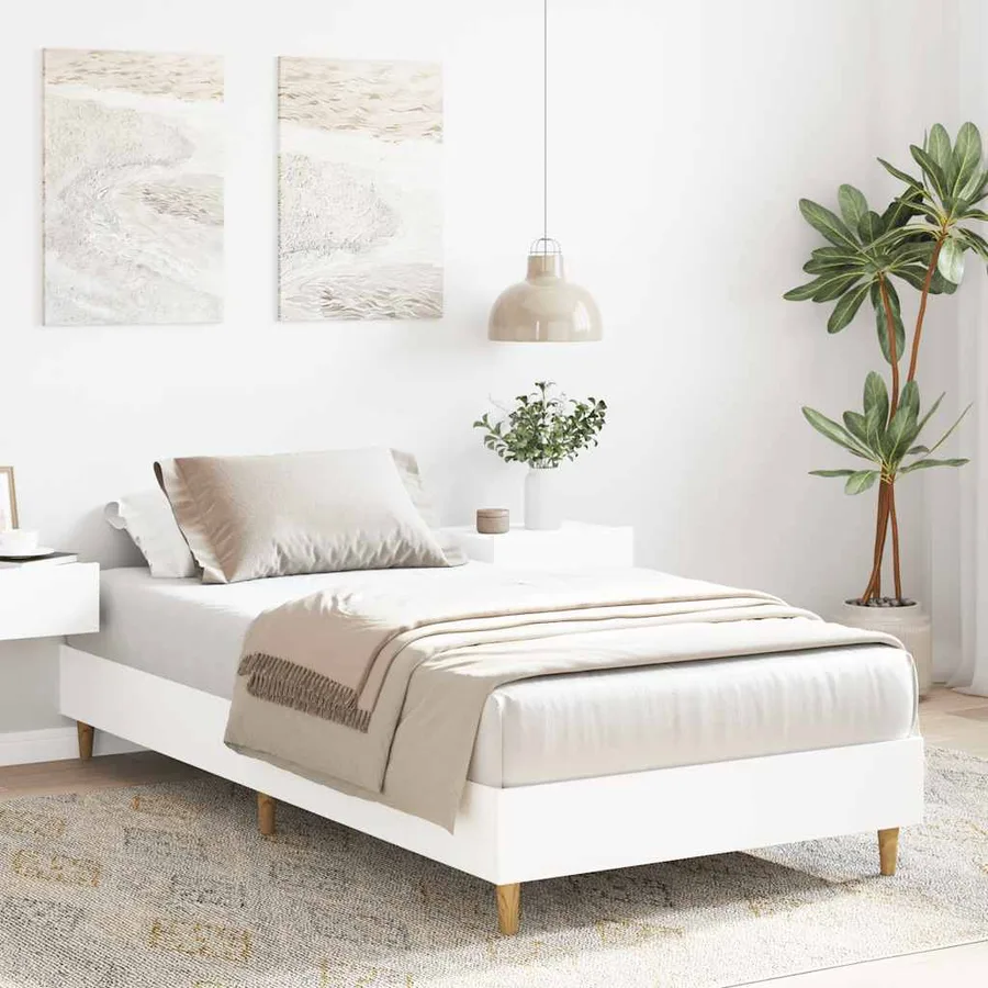Cadre de lit sans matelas blanc 100x200 cm bois d'ingénierie - 3