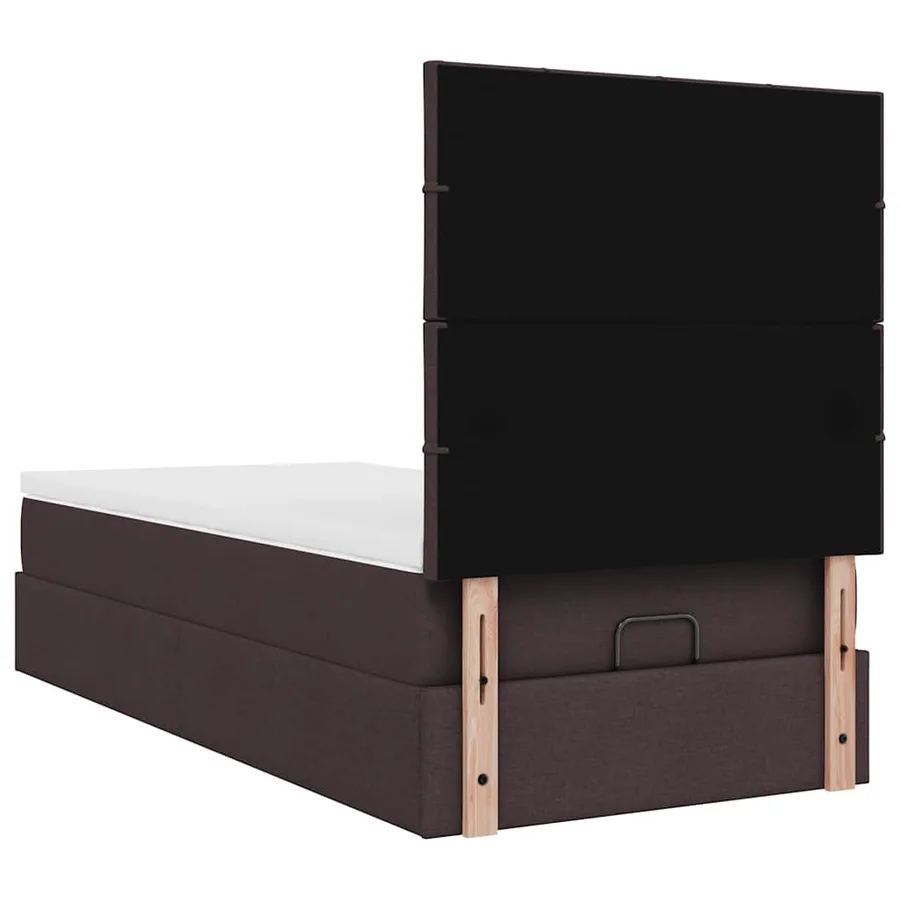 Lit ottoman avec matelas marron foncé 100x200 cm tissu - 11