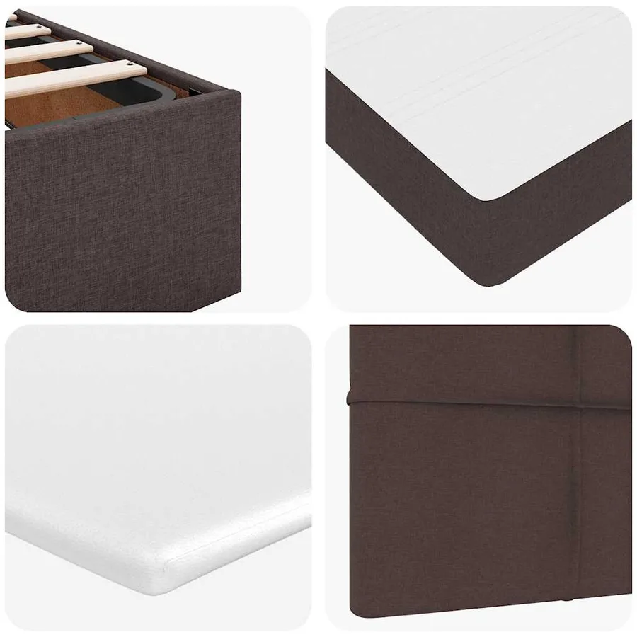Lit ottoman avec matelas marron foncé 100x200 cm tissu - 13