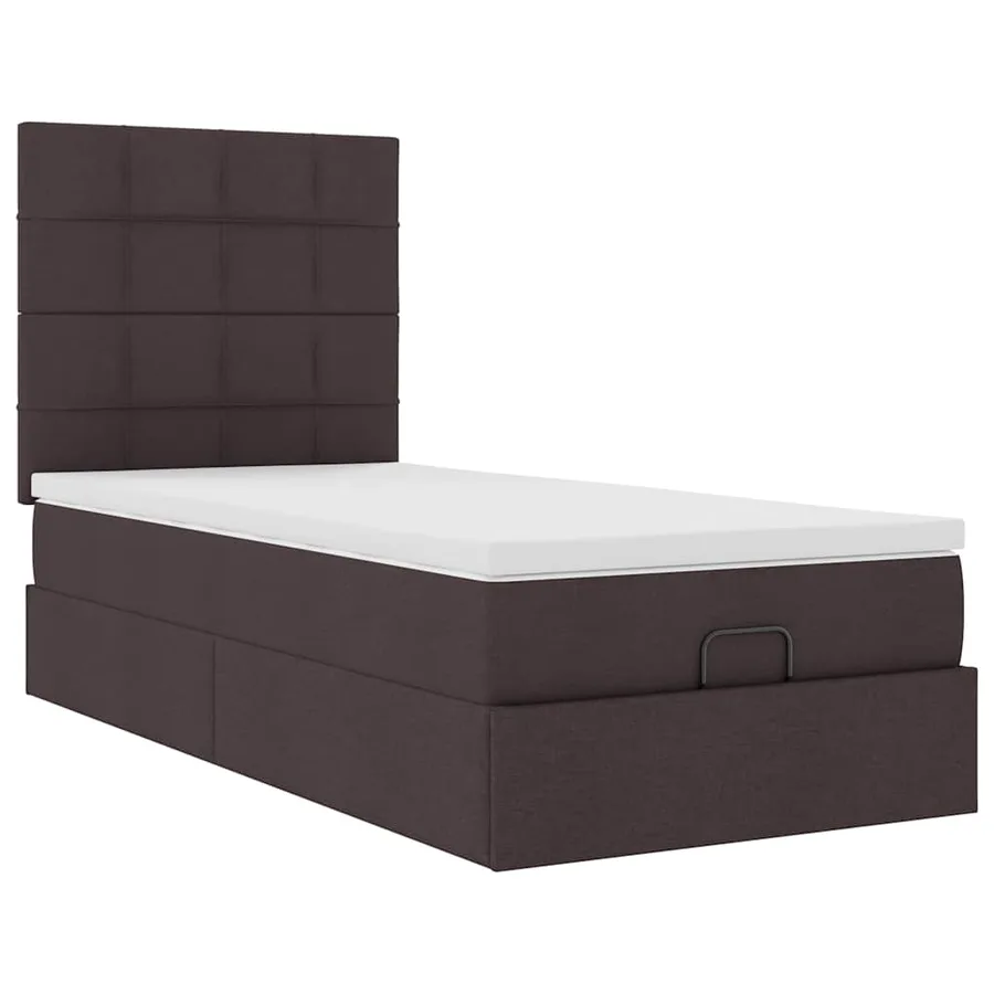 Lit ottoman avec matelas marron foncé 100x200 cm tissu - 6