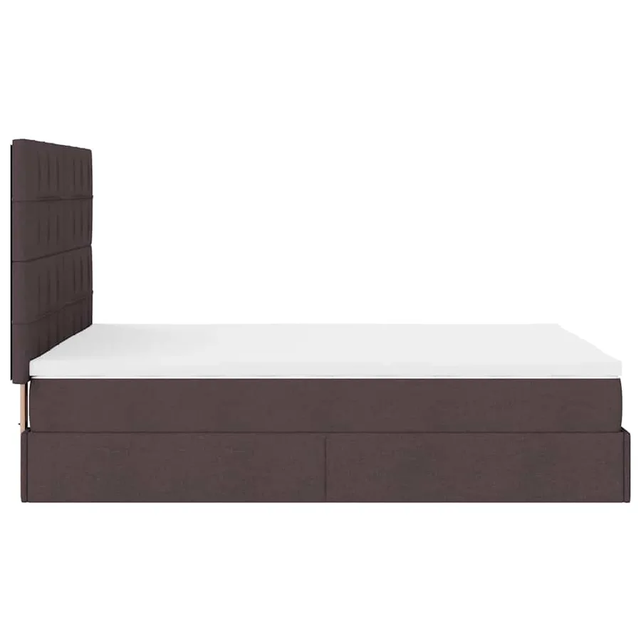 Cadre de lit ottoman avec matelas marron foncé 140x190 cm tissu - 10