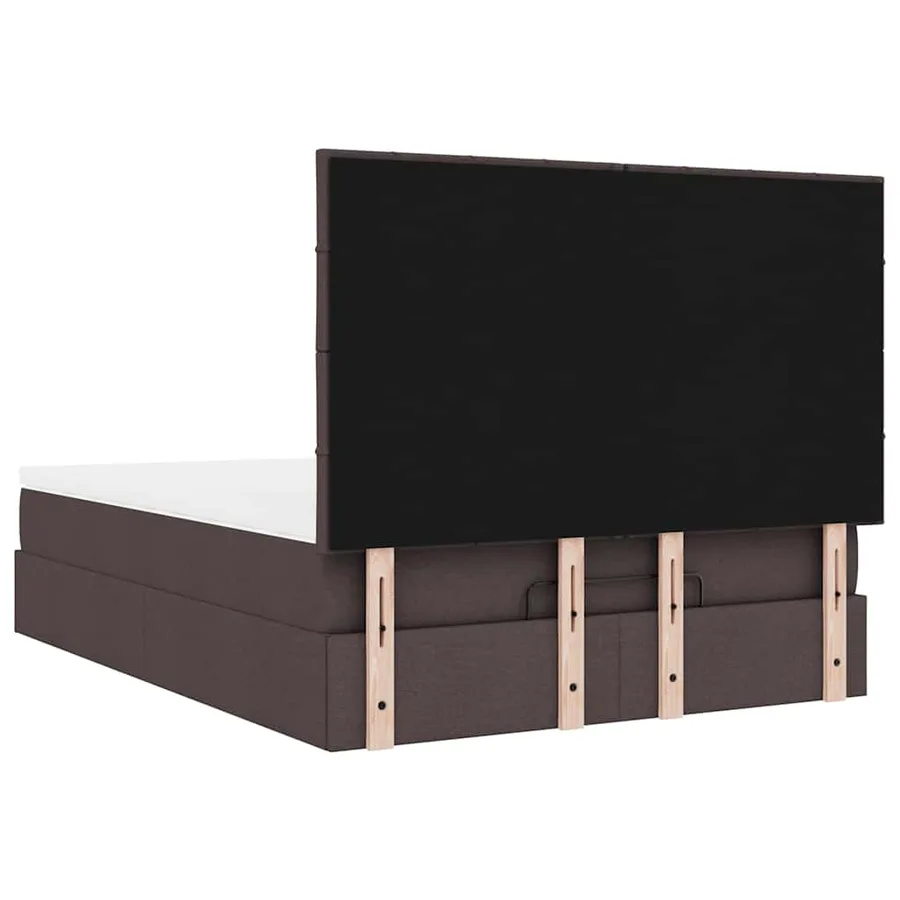 Cadre de lit ottoman avec matelas marron foncé 140x190 cm tissu - 11