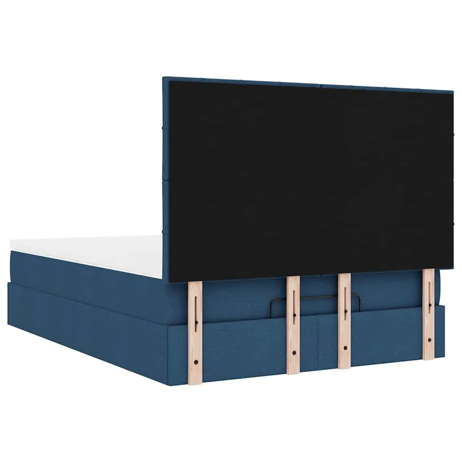 Cadre de lit ottoman avec matelas bleu 140x190 cm tissu - 11
