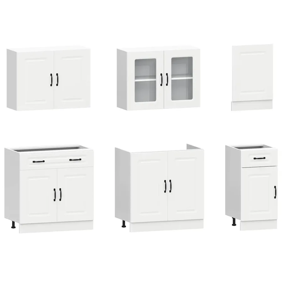 Ensemble d'armoires cuisine 7pcs Kalmar blanc bois d'ingénierie - 4