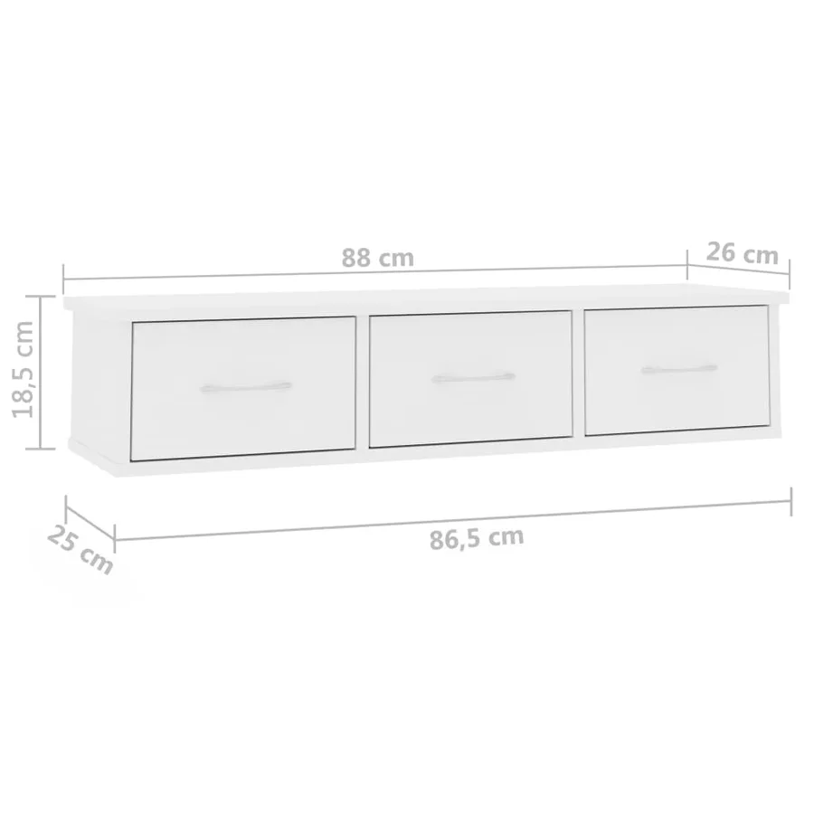 Étagère murale avec tiroirs Blanc 88x26x18,5 cm bois ingénierie - 7