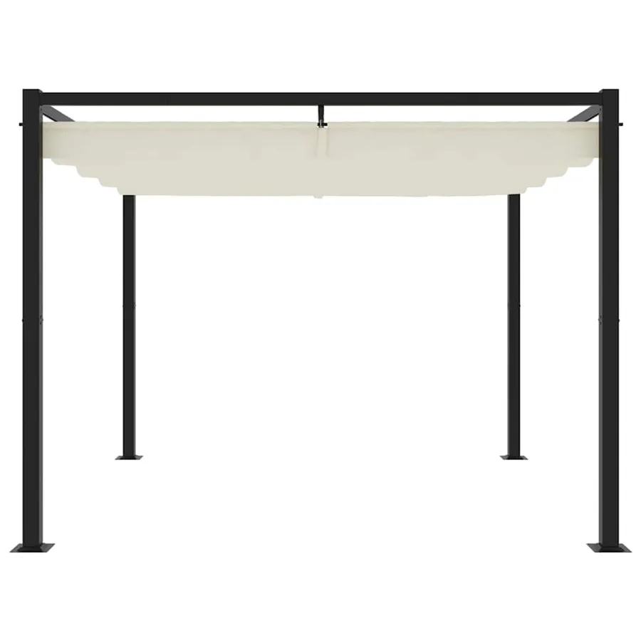 Tonnelle de jardin avec toit rétractable crème 3x3 m acier - 3