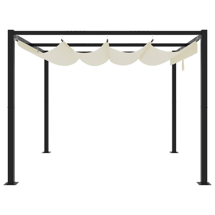 Tonnelle de jardin avec toit rétractable crème 3x3 m acier - 4