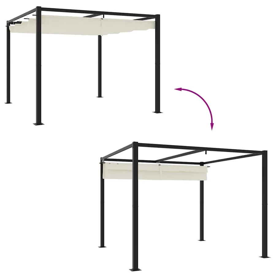 Tonnelle de jardin avec toit rétractable crème 3x3 m acier - 6