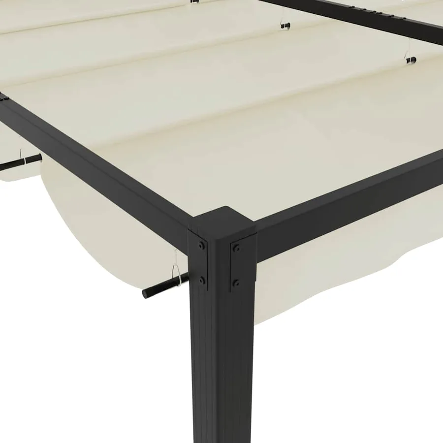 Tonnelle de jardin avec toit rétractable crème 3x3 m acier - 7
