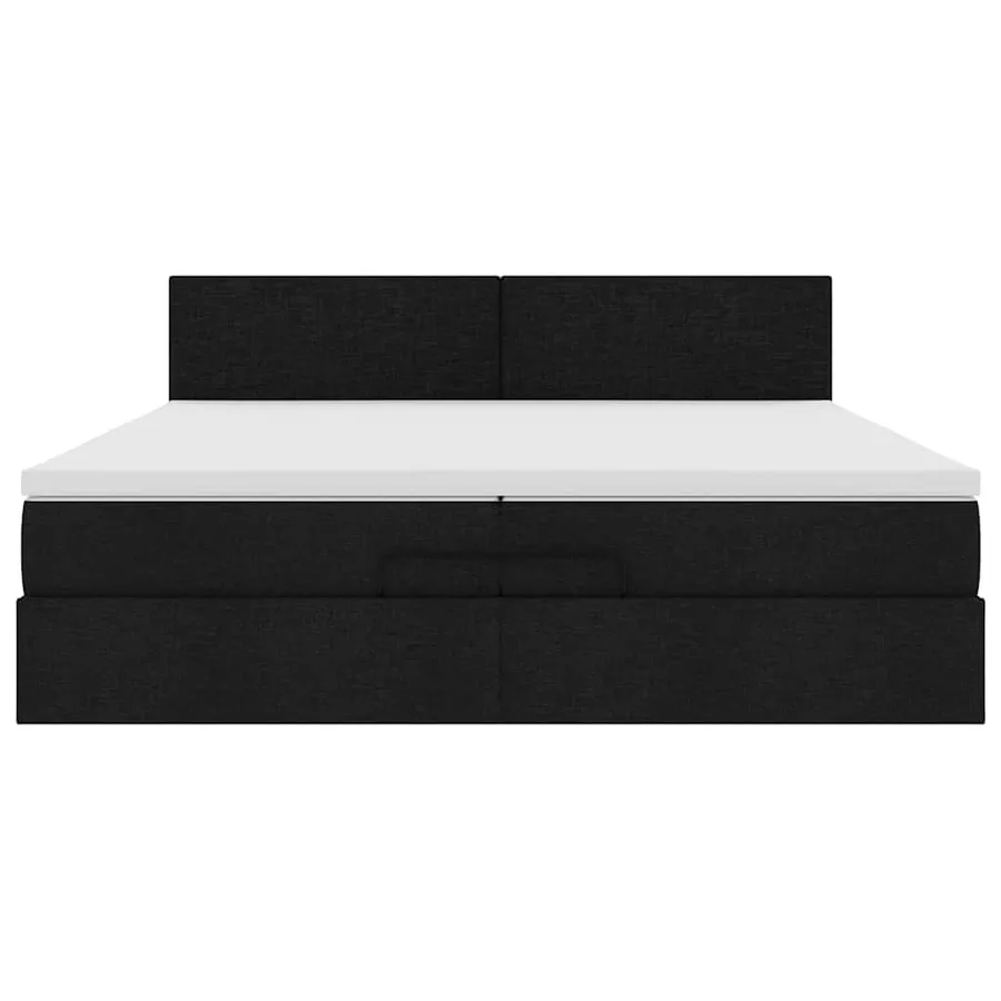 Cadre de lit ottoman avec matelas noir 200x200 cm tissu - 7