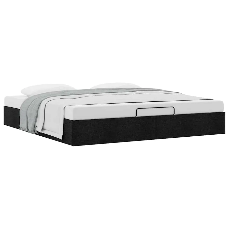 Cadre de lit ottoman sans matelas noir 180x200 cm tissu - 5