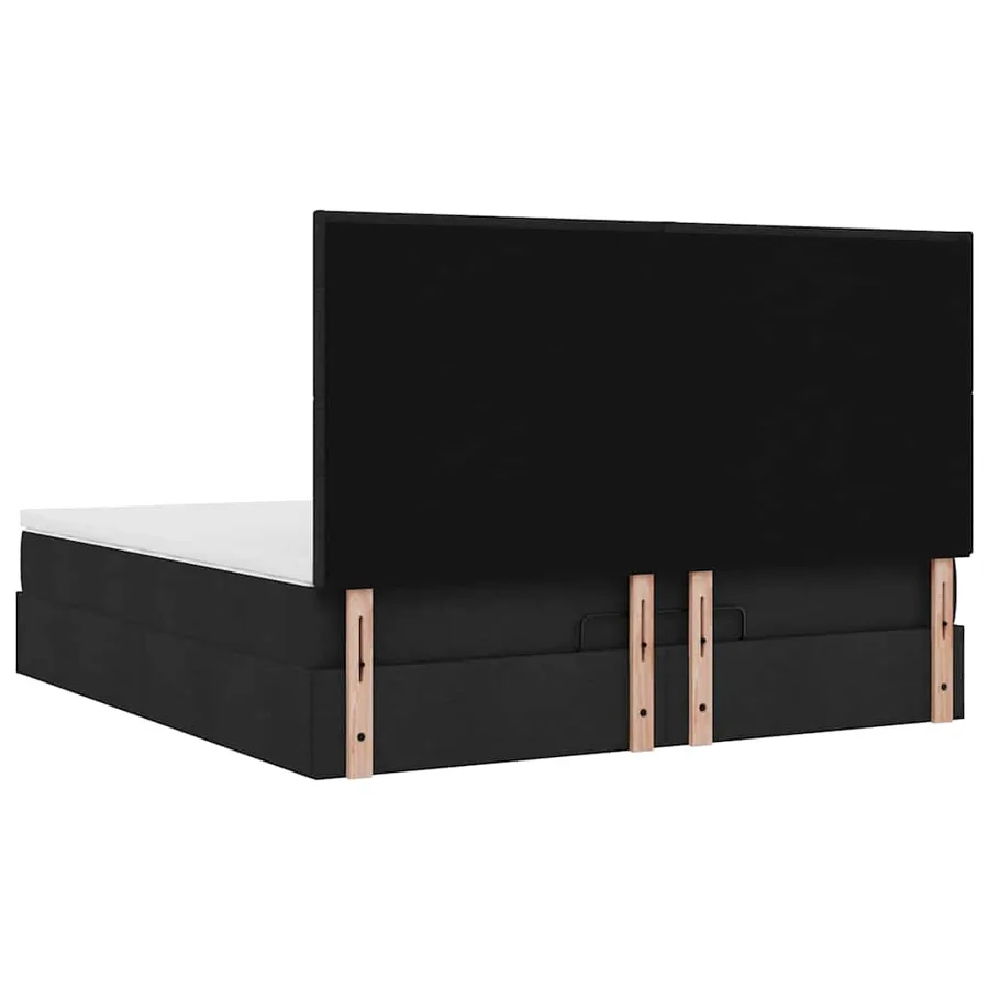 Cadre de lit ottoman avec matelas noir 180x200 cm tissu - 12