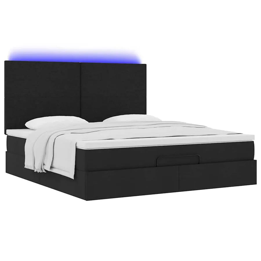 Cadre de lit ottoman avec matelas noir 180x200 cm tissu - 6
