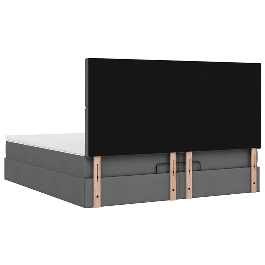 Cadre de lit ottoman avec matelas gris foncé 200x200cm tissu - 11