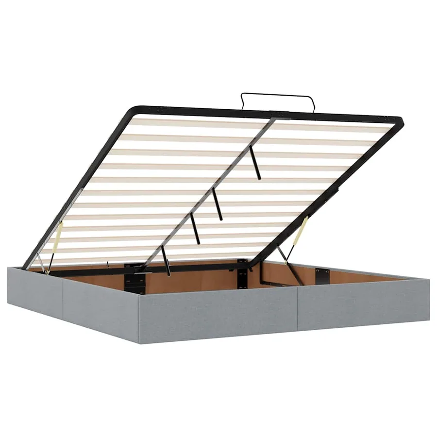 Cadre de lit ottoman avec matelas gris clair 200x200 cm tissu - 12