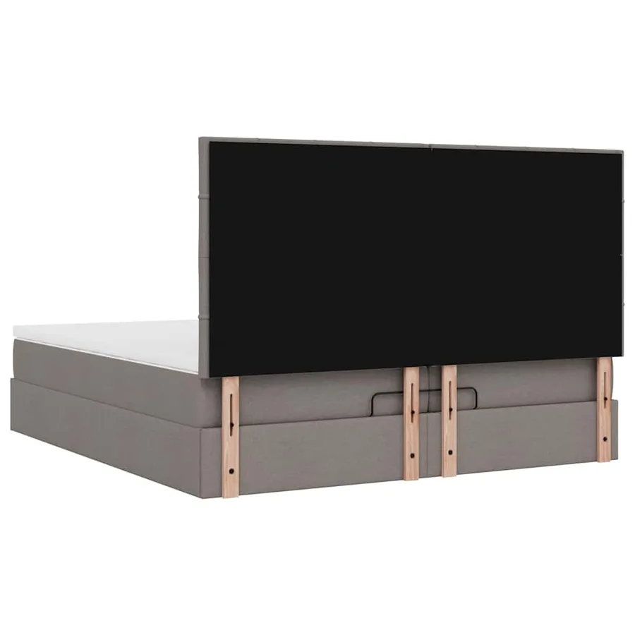 Cadre de lit ottoman avec matelas taupe 200x200cm tissu - 12