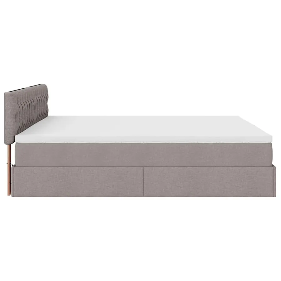 Cadre de lit ottoman avec matelas taupe 200x200 cm tissu - 10