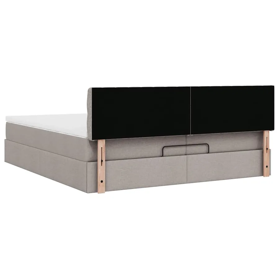 Cadre de lit ottoman avec matelas taupe 200x200 cm tissu - 11