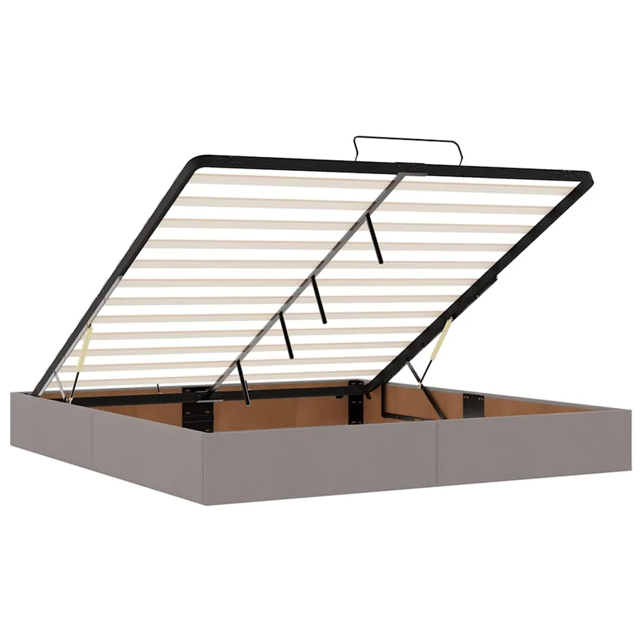 Cadre de lit ottoman avec matelas taupe 200x200 cm tissu - 12