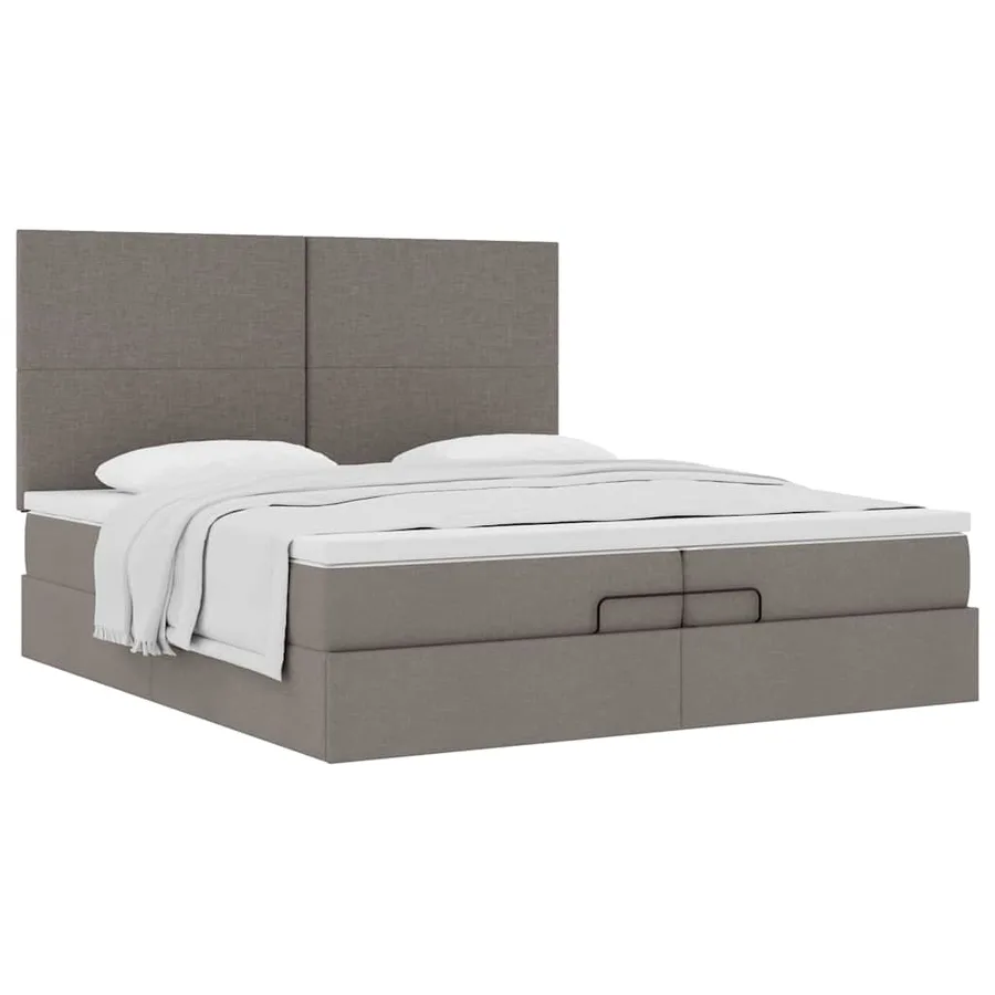Cadre de lit ottoman avec matelas taupe 200x200cm tissu - 4