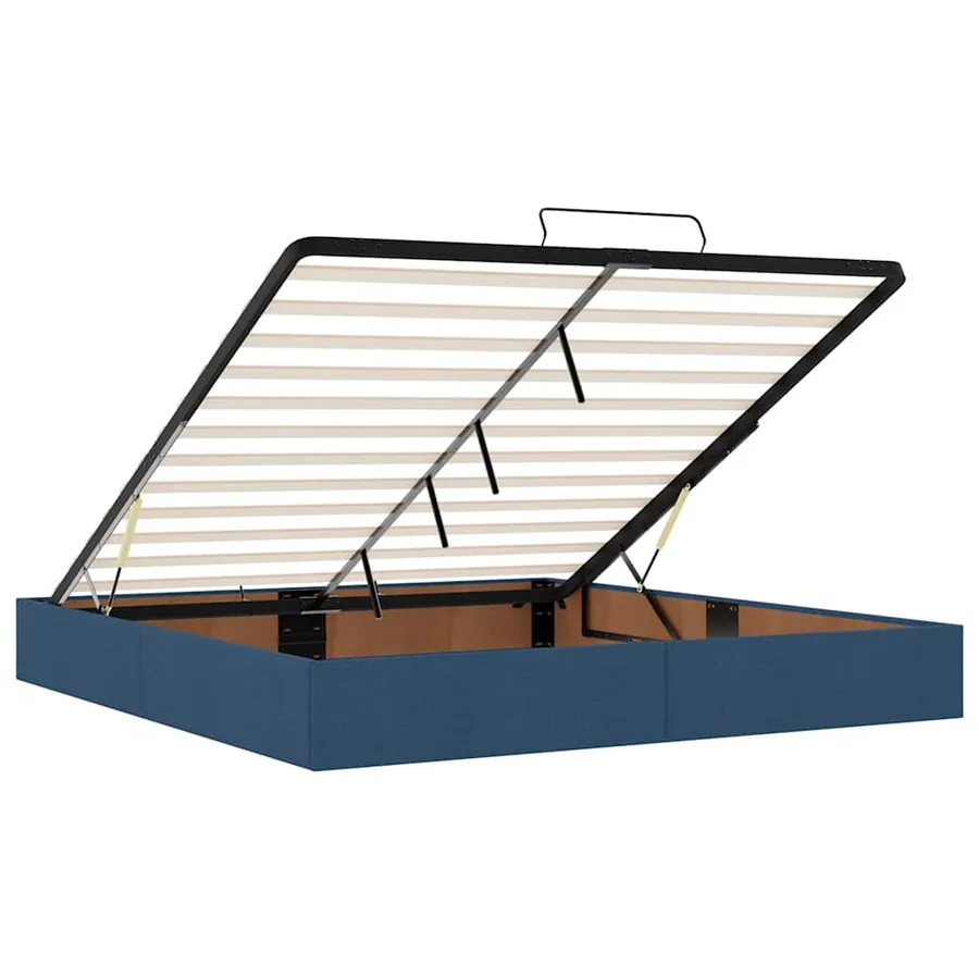 Cadre de lit ottoman avec matelas bleu 200x200cm tissu - 12
