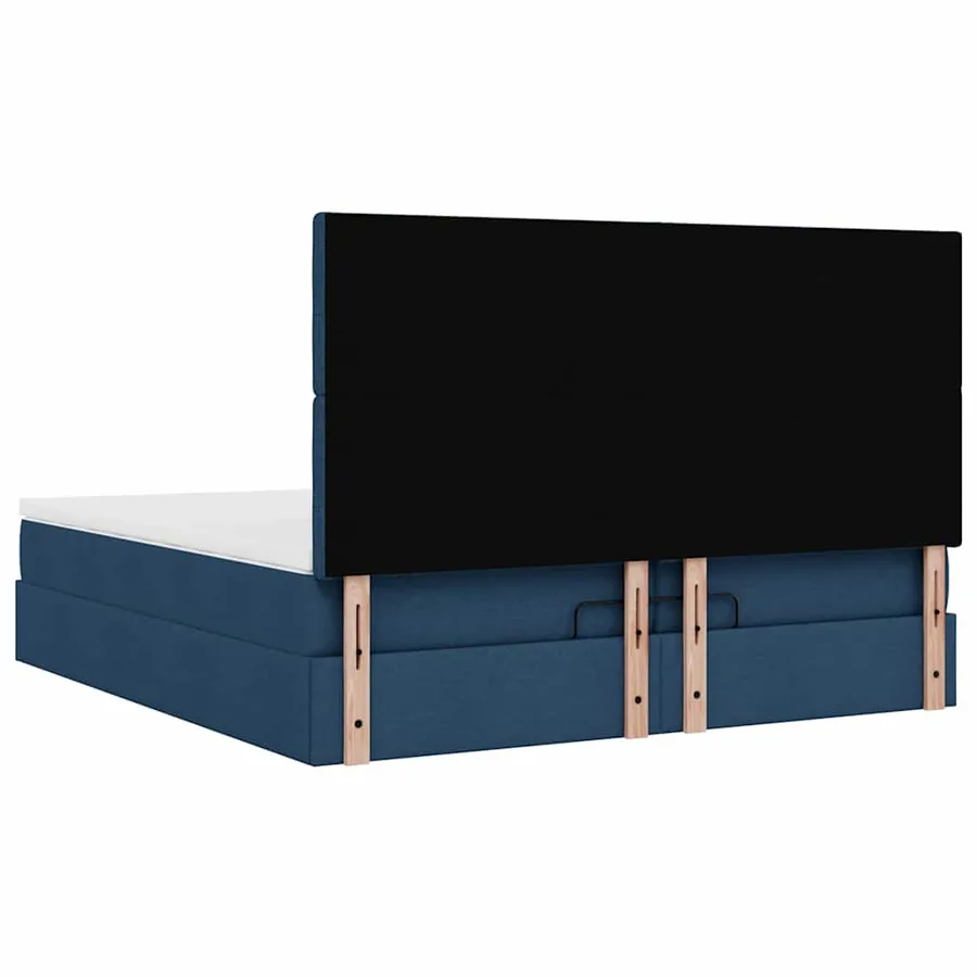 Cadre de lit ottoman avec matelas bleu 200x200cm tissu - 12