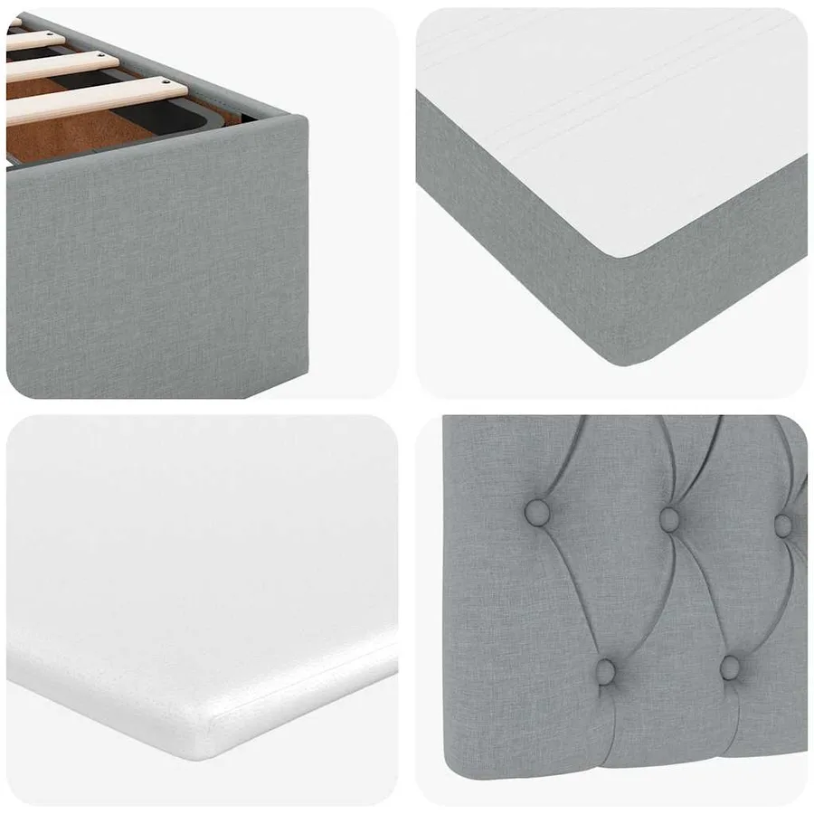 Lit ottoman avec matelas et LED Gris clair 180x200 cm tissu - 14