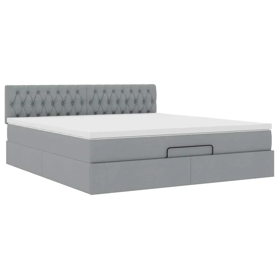 Lit ottoman avec matelas et LED Gris clair 180x200 cm tissu - 7