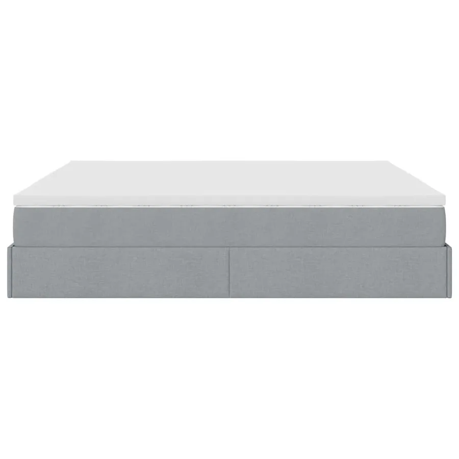 Cadre de lit ottoman et matelas gris clair 180x200 cm tissu - 9