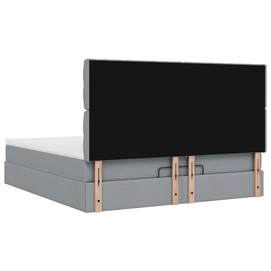 Cadre de lit ottoman et matelas gris clair 180x200 cm tissu - 11