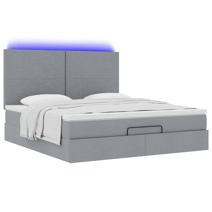 Cadre de lit ottoman et matelas gris clair 180x200 cm tissu - 6