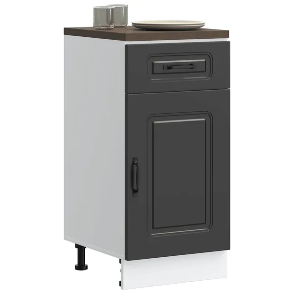 Armoire de cuisine Kalmar noir bois d'ingénierie