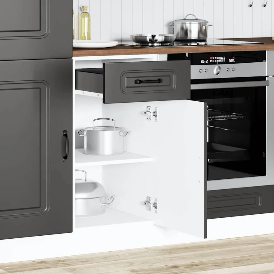 Armoire de cuisine Kalmar noir bois d'ingénierie - 3