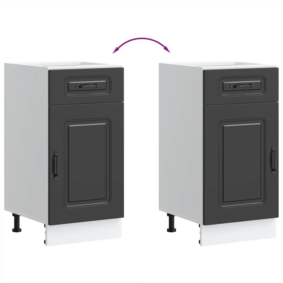 Armoire de cuisine Kalmar noir bois d'ingénierie - 8